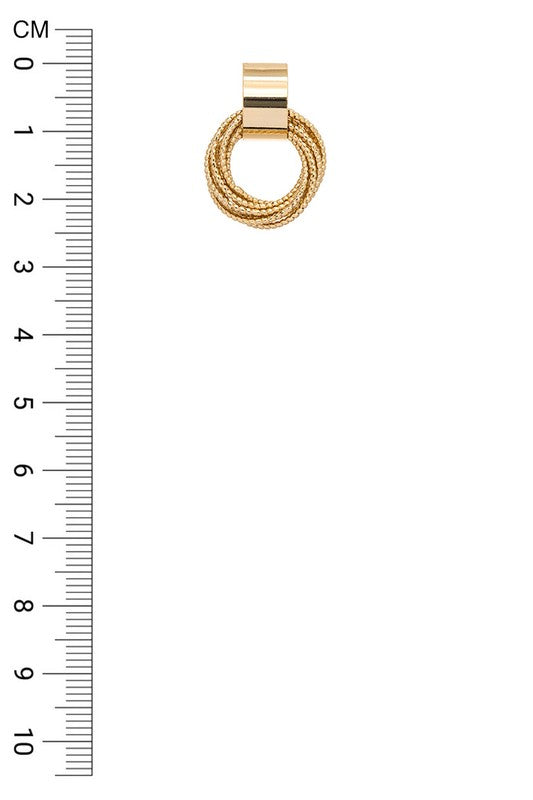 Textured Metallic Twist Ring Fashion Earrings