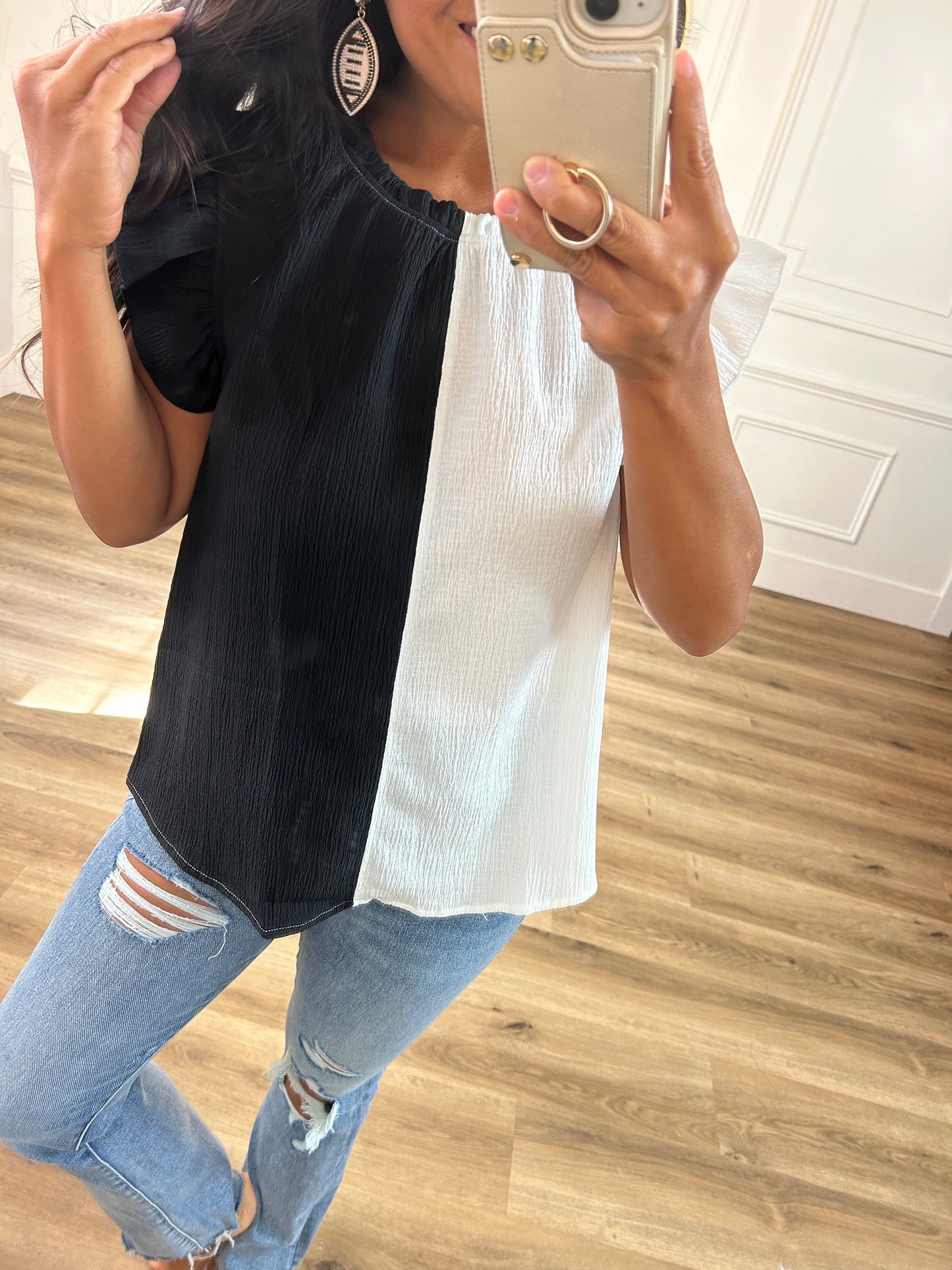 Ready for Game Day Black and White top