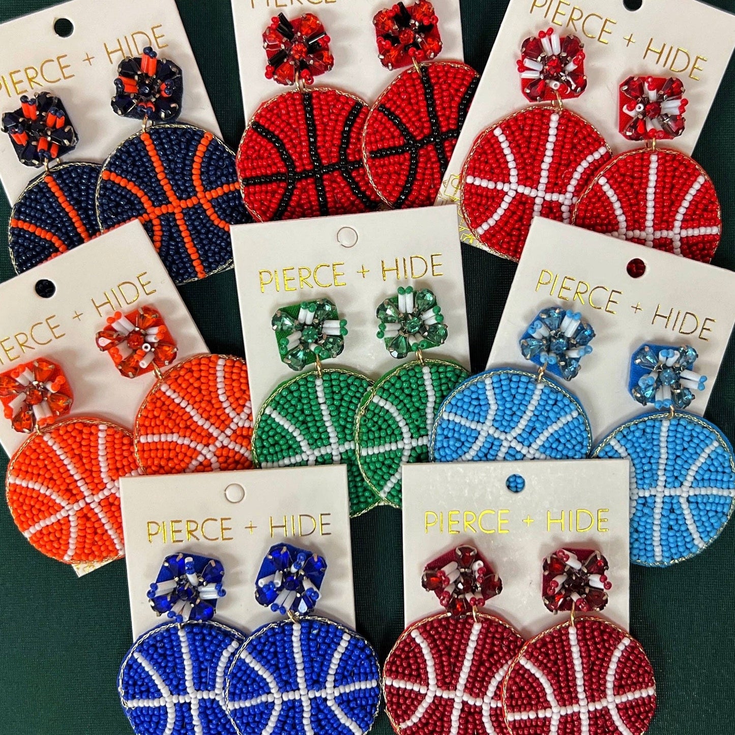 Custom Beaded Basketball Earrings| GAMEDAY Earrings: Royal Blue White