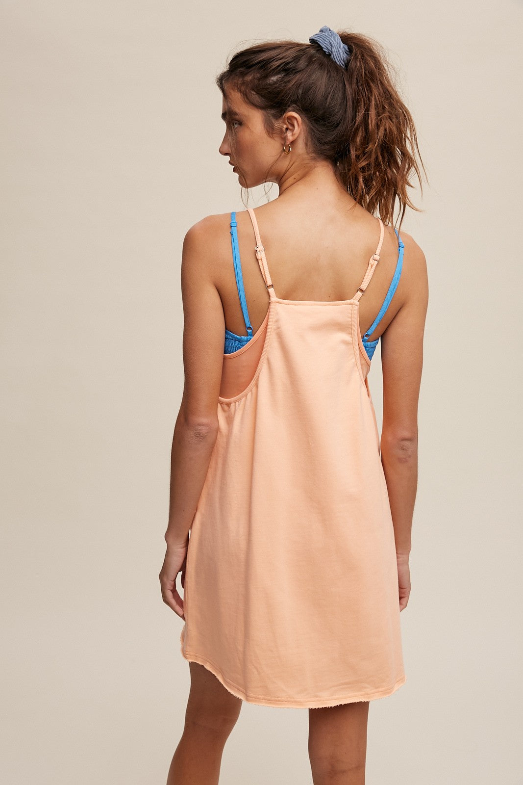 Hello Summer • Sporty mini dress with built in romper • Peach