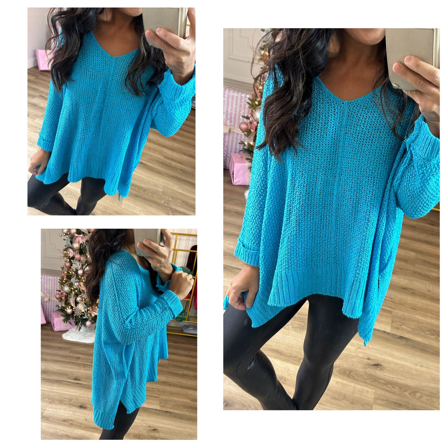 Loose Fit Turquoise Sweater