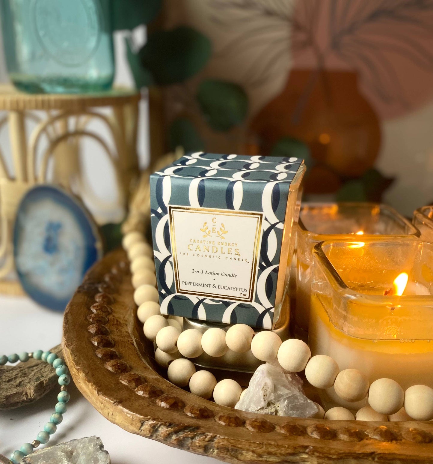 Peppermint & Eucalyptus: 2-in-1 Soy Lotion Candle: Medium - 6 oz