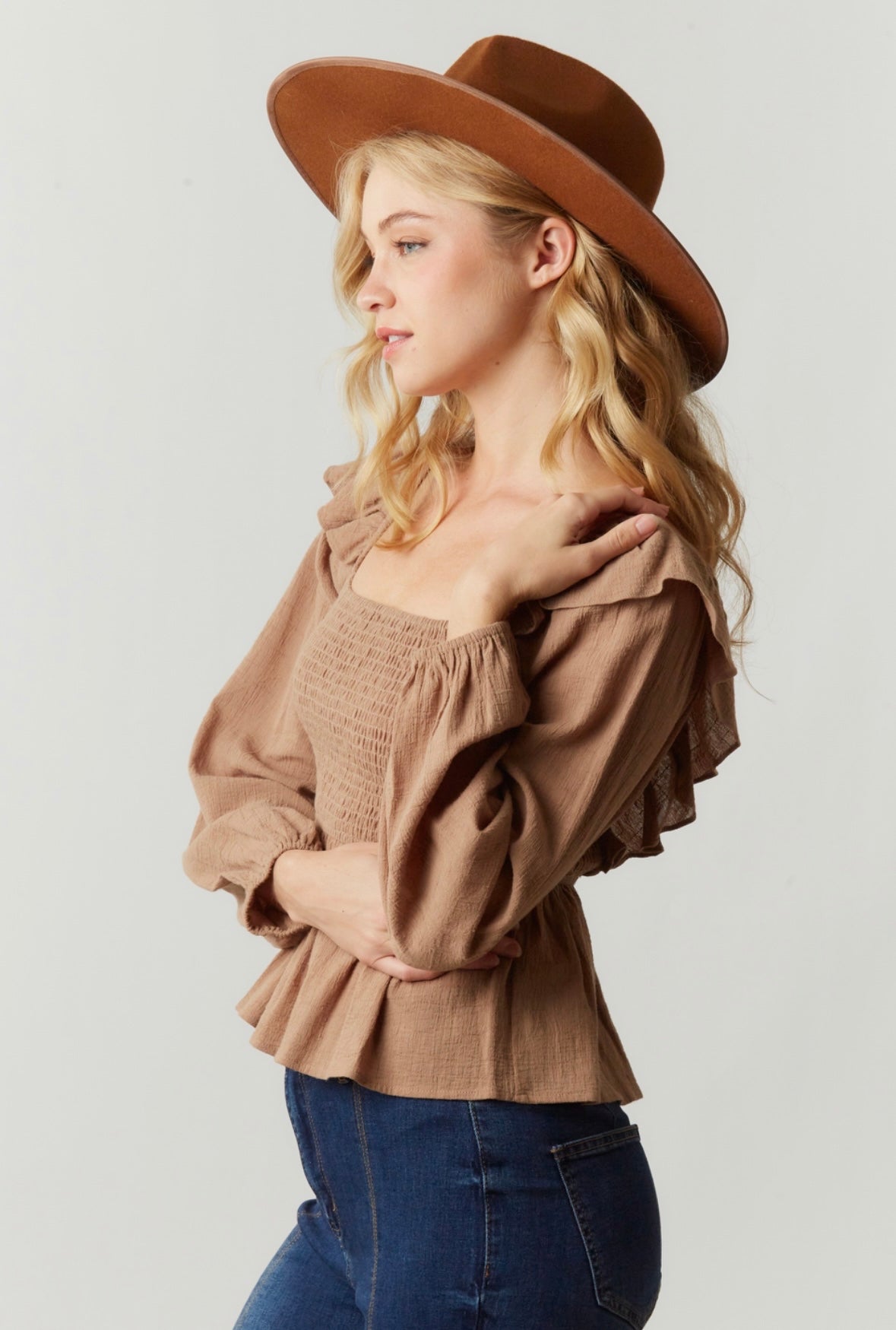 Sweet as Honey Smocked Peplum Top