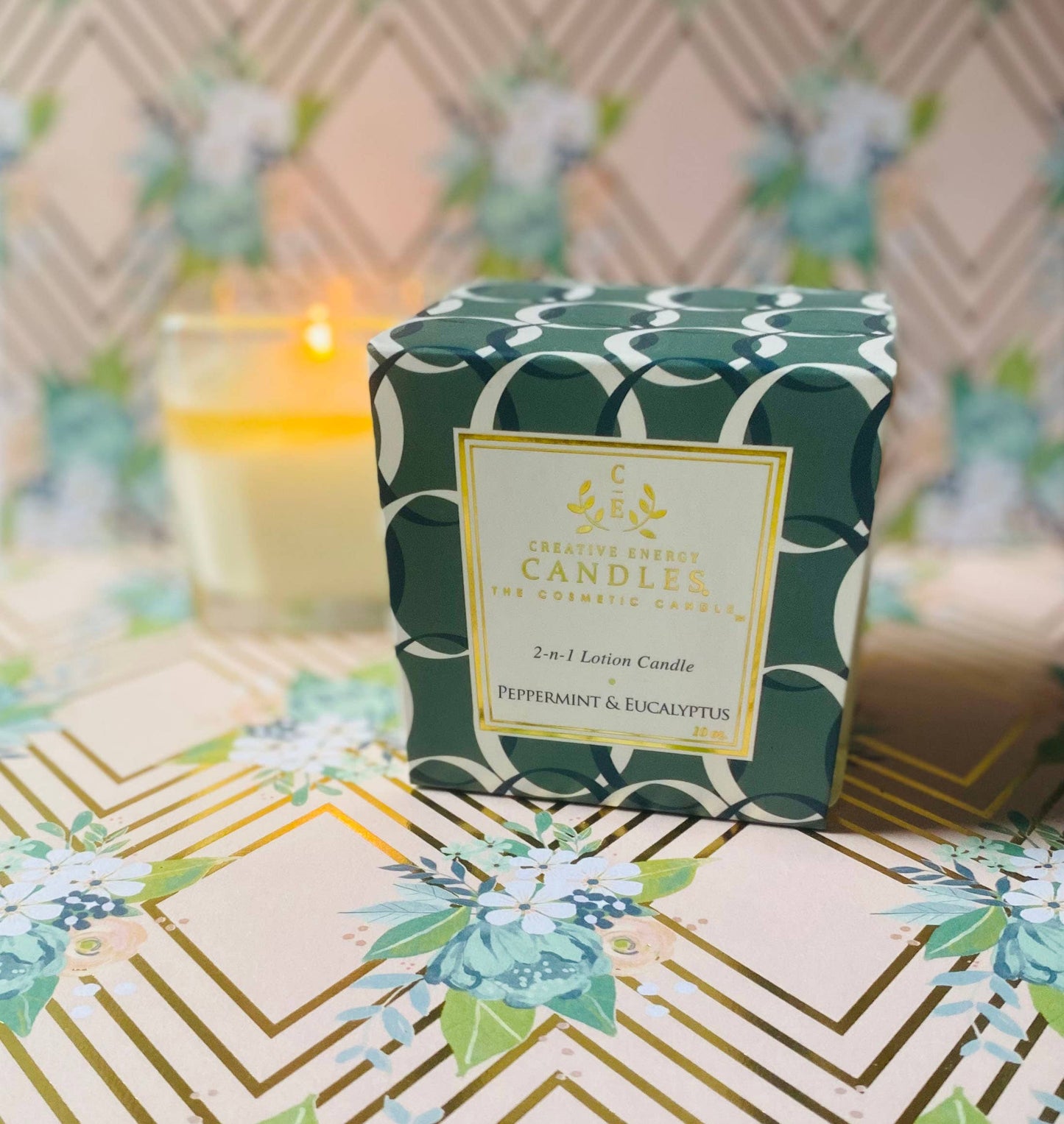 Peppermint & Eucalyptus: 2-in-1 Soy Lotion Candle: Medium - 6 oz