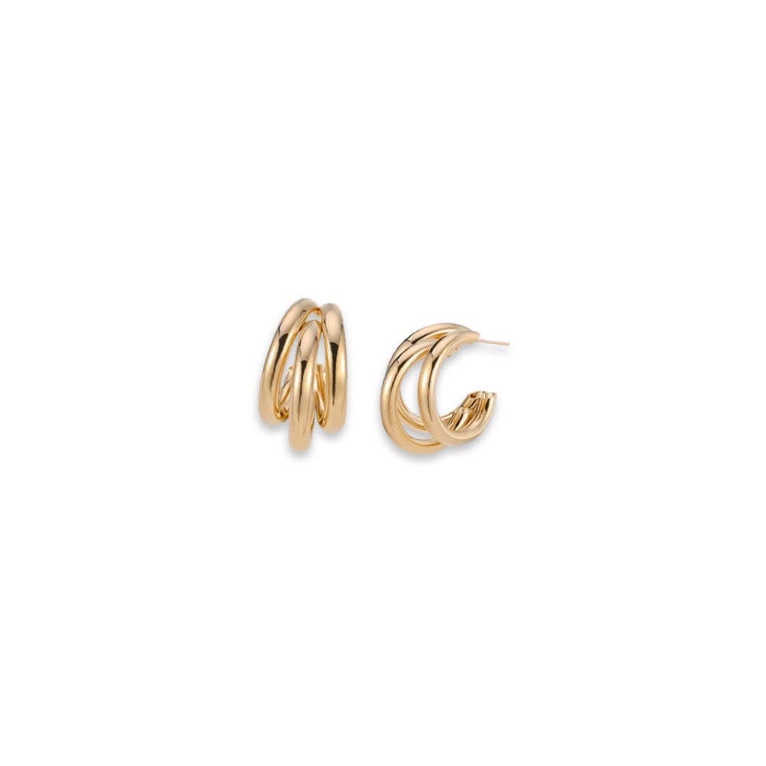 Gold Triple Petite Hoop