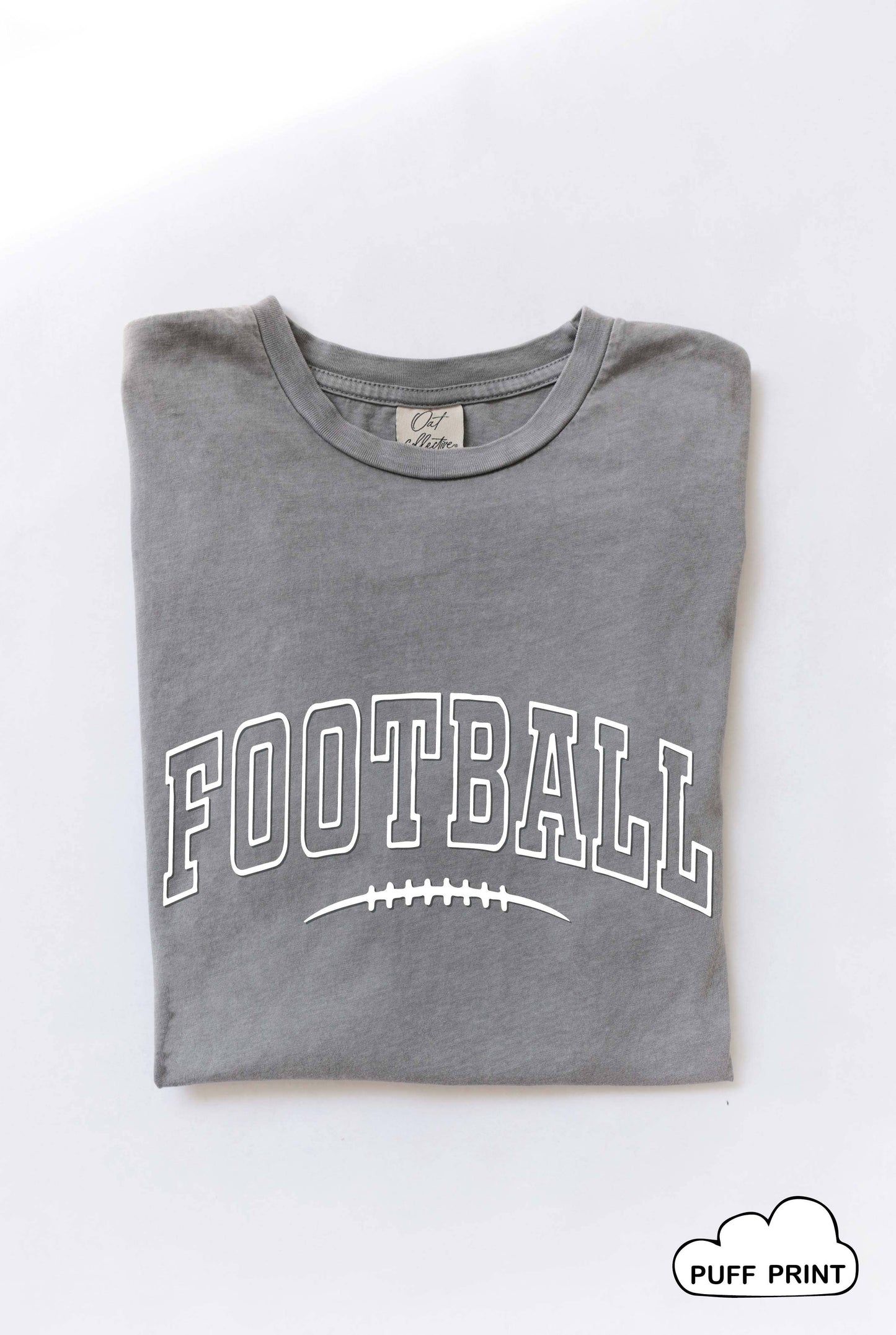 FOOTBALL Puff Graphic Mineral Washed Graphic Top: MINERAL BLACK / L