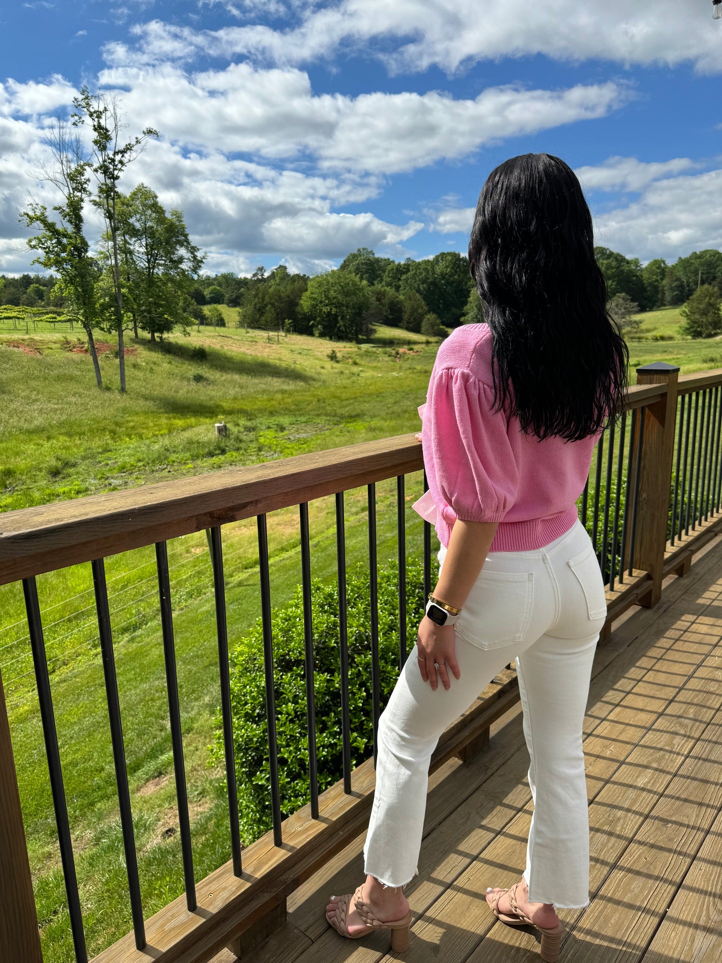 High Rise Crop Flare White Jeans