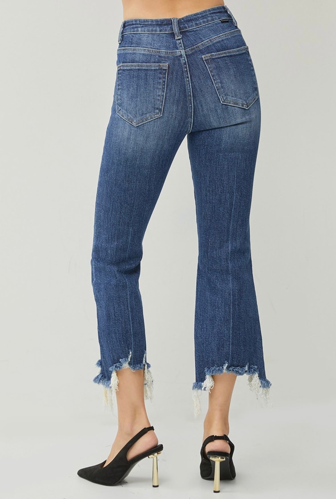 Risen Dark Cropped Flare Jeans