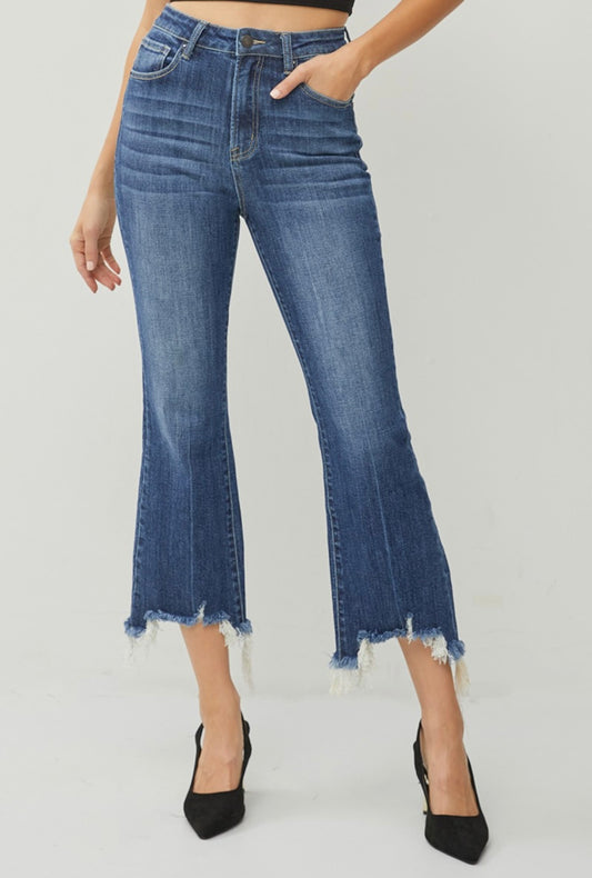Risen Dark Cropped Flare Jeans