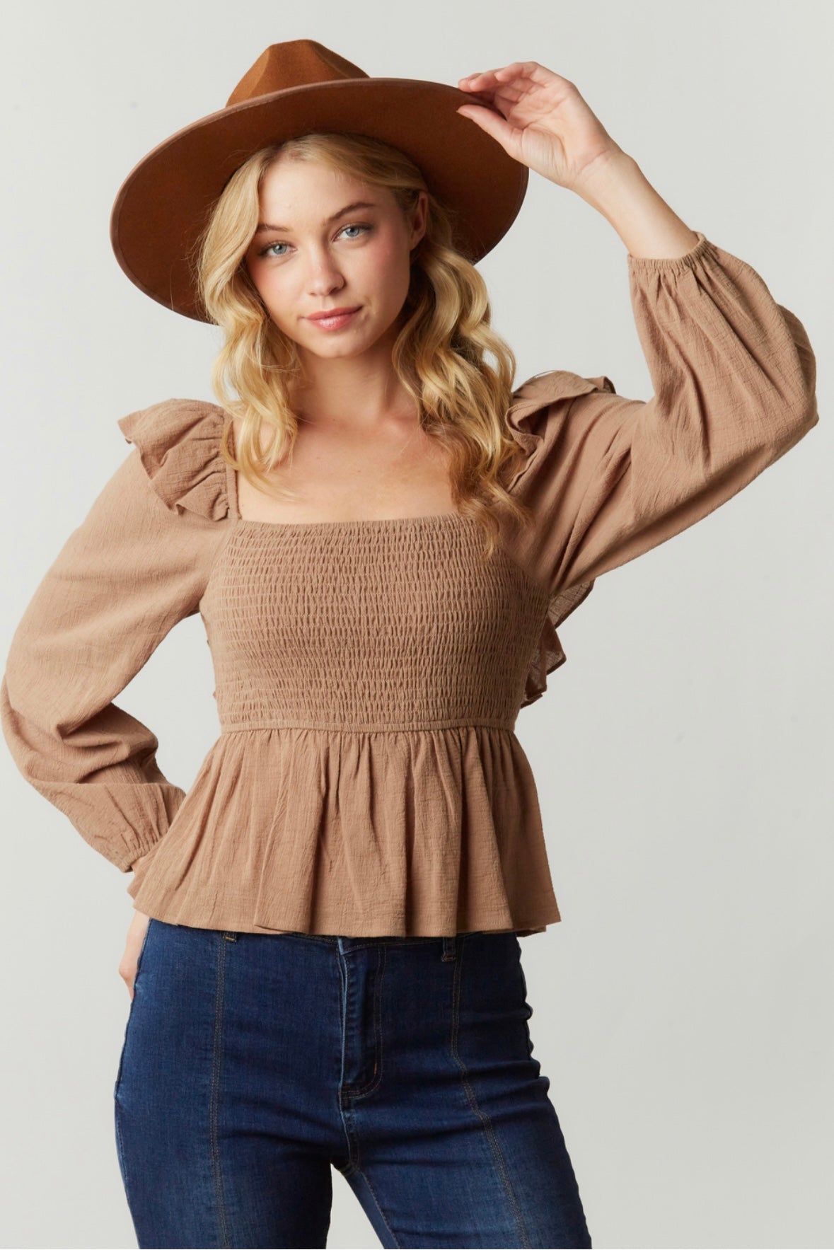 Sweet as Honey Smocked Peplum Top