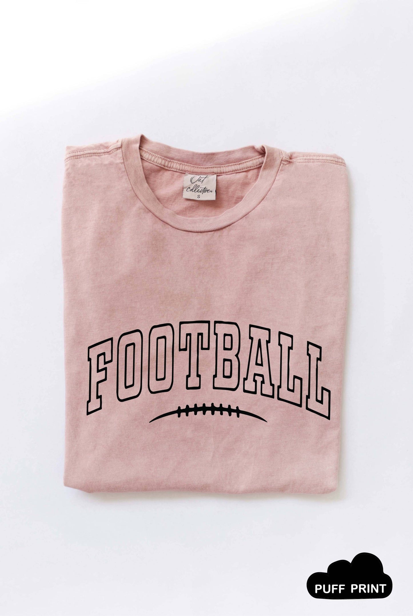 FOOTBALL Puff Graphic Mineral Washed Graphic Top: MINERAL BLACK / S