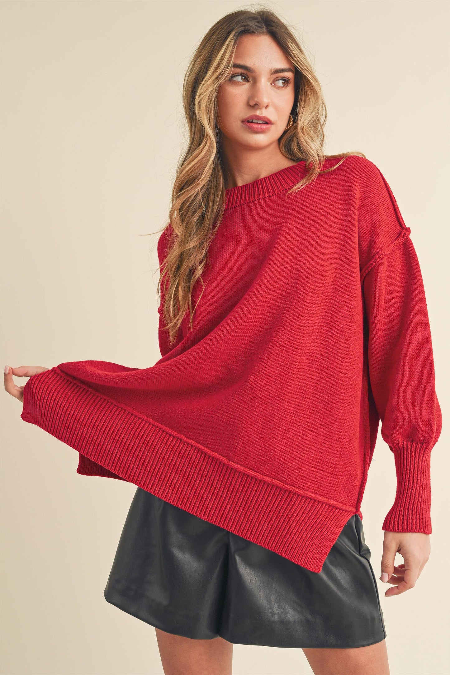 Ina Sweater: Red / Small