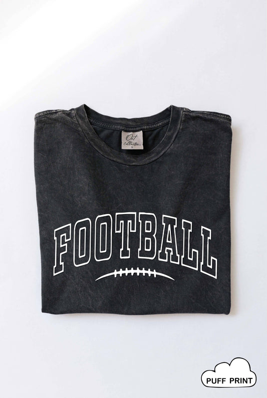 FOOTBALL Puff Graphic Mineral Washed Graphic Top: MINERAL BLACK / XL