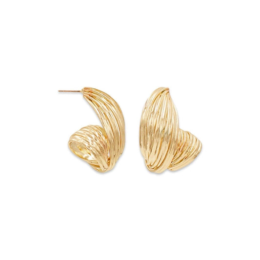 Textured Gold Wave Shell Earring
